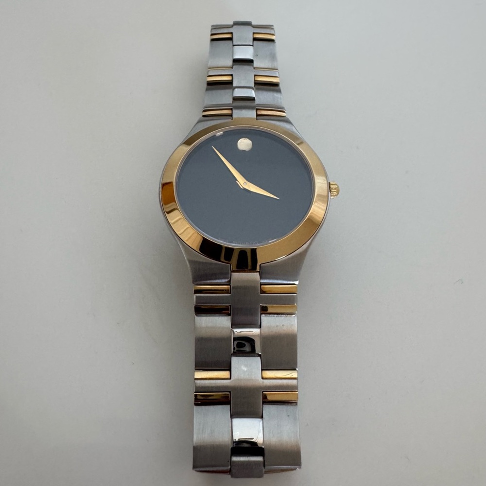 Movado Museum Classic Two Tone Swiss Watch Sapphire Crystal Minimalist - Picture 2 of 10
